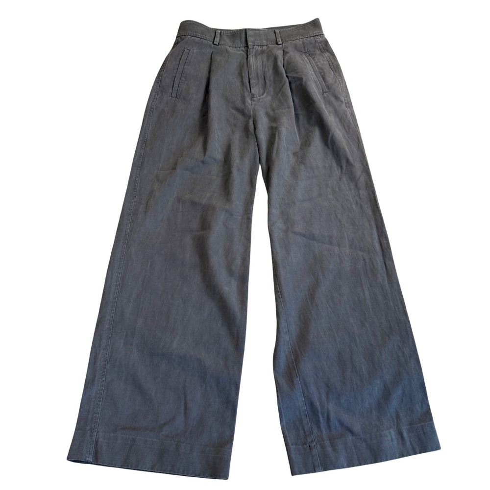 Everlane Wide Leg Pleated Trousers Womens 4S Charcoal Grey High Rise Casual Work